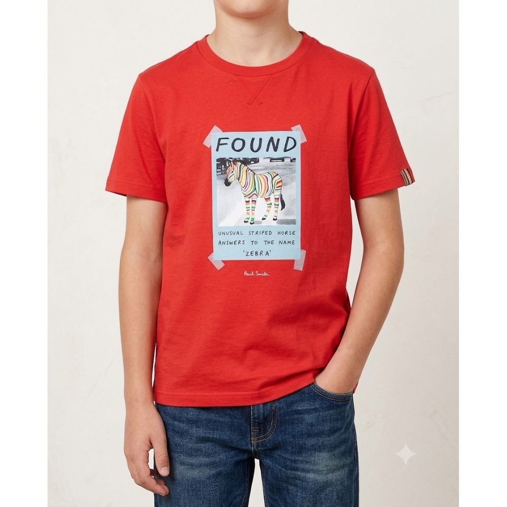 NWT Paul Smith Junior Boys Red Zebra Poster T-Shirt - Size 8A (8 Years)